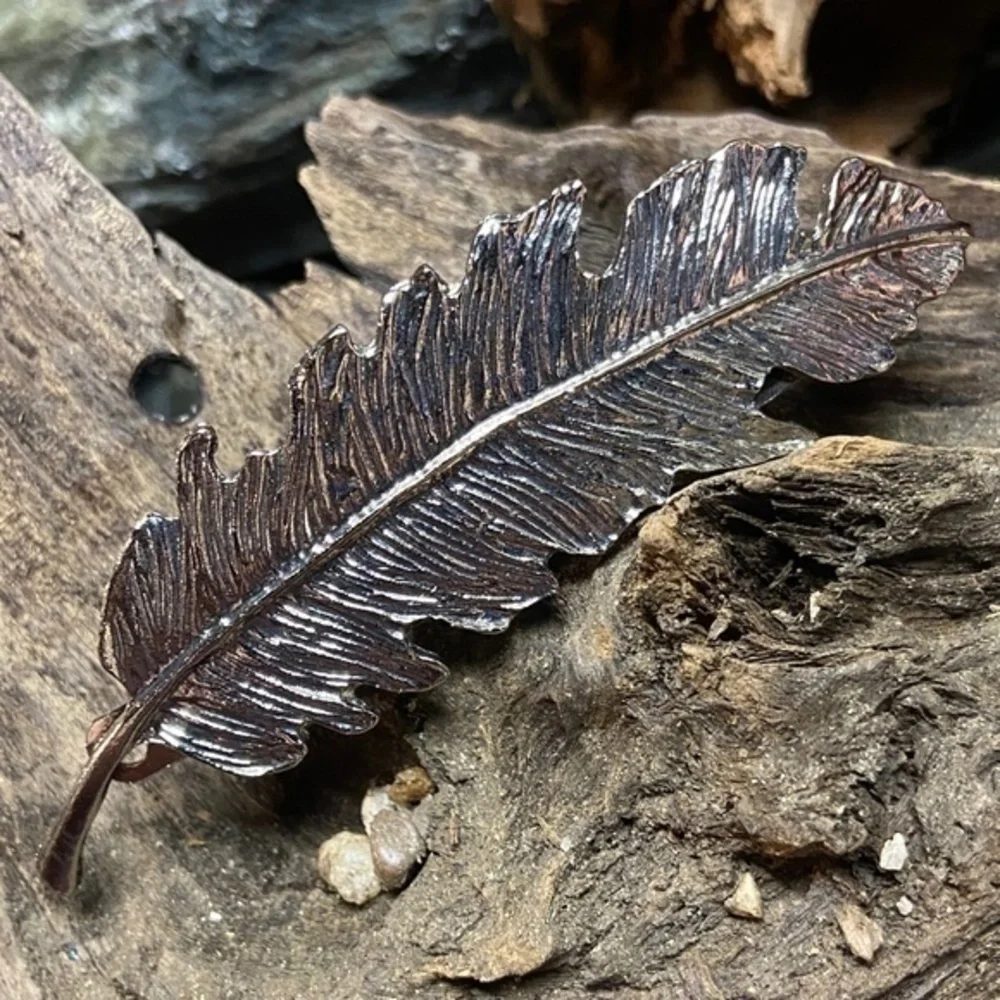 Feather Metal Hair Clip Silver‎ Tone Boho